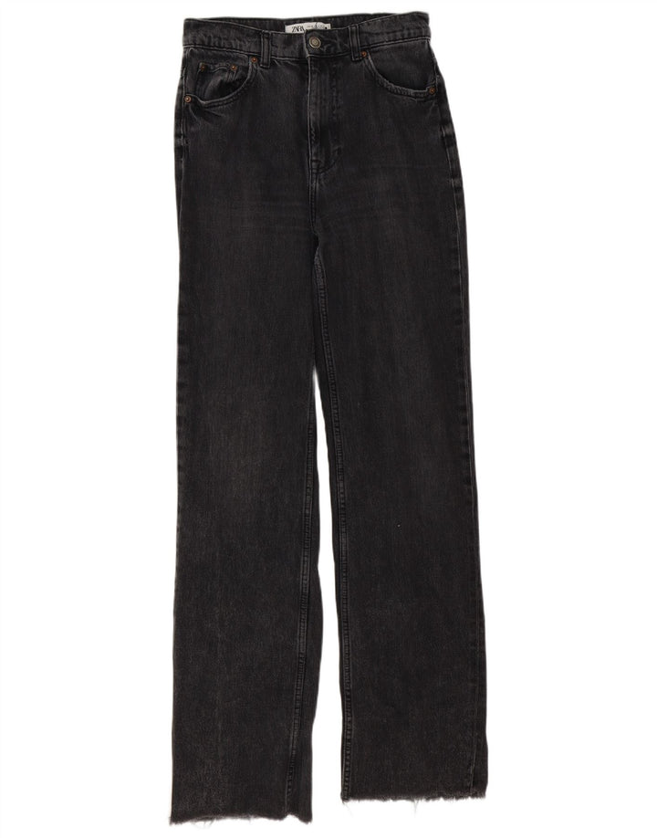 Jeans dritti da donna Zara EU 36 Small W26 L33 Cotone grigio