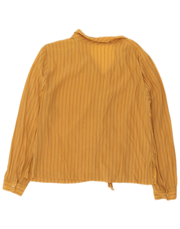 Camicetta trasparente da donna vintage top UK 16 grandi a righe gialle