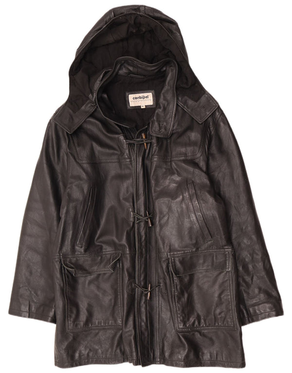 Giubbotto in pelle da uomo con cappuccio Conbipel IT 56 2XL Nero