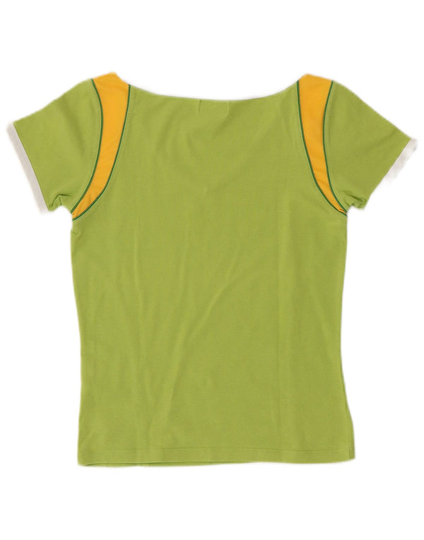 Kappa Womens T-Shirt Top UK 12 Medium Green Colourblock Cotton