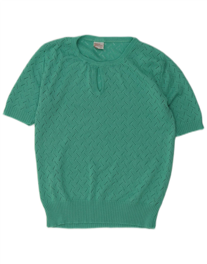 Maglione maglione girocollo da donna vintage IT 44 poliacrilico verde medio