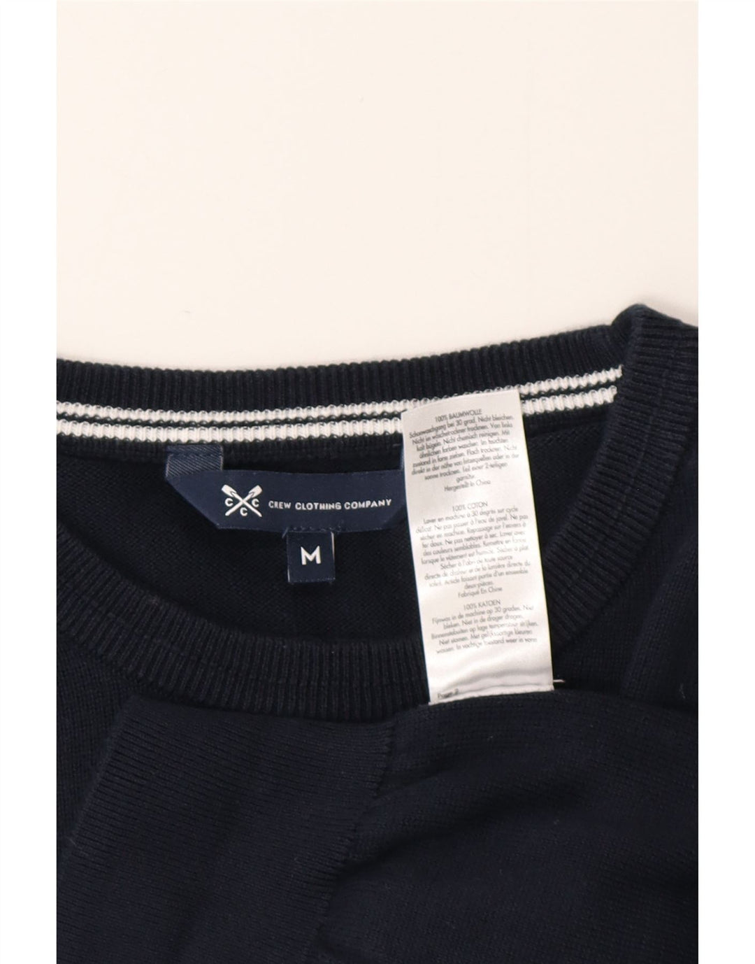 CREW CLOTHING Maglione da uomo girocollo in cotone medio blu navy