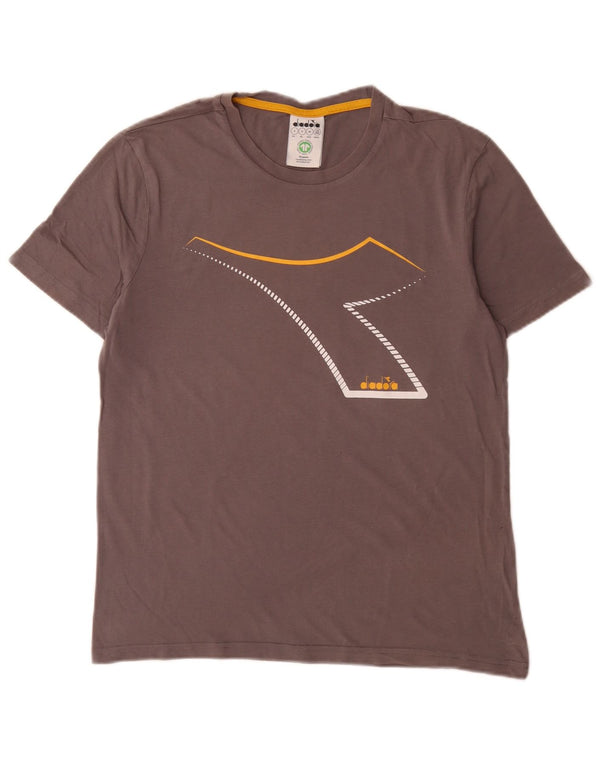 T-shirt grafica da uomo Diadora Top Small in cotone grigio
