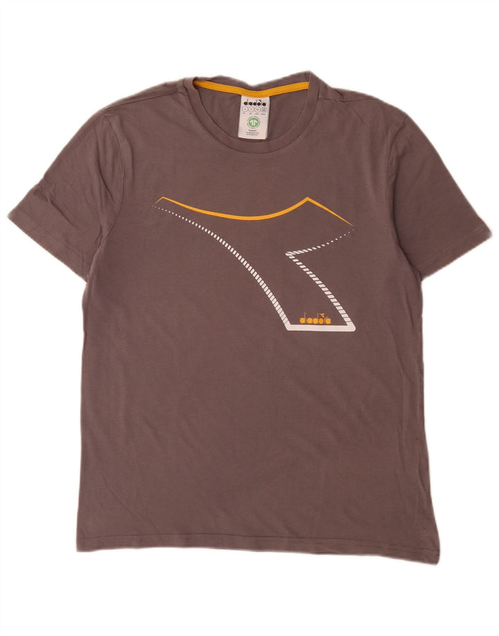 T-shirt grafica da uomo Diadora Top Small in cotone grigio