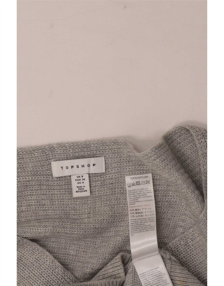 Topshop Top da donna a manica lunga UK 8 piccolo acrilico grigio