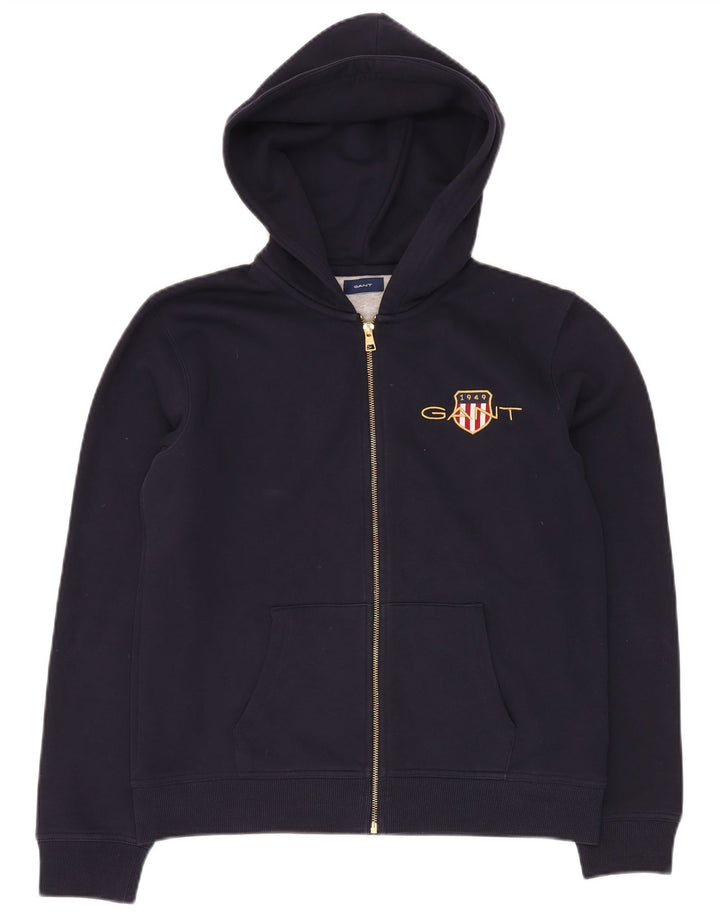 GANT Felpa con cappuccio e zip grafica per ragazzi 15-16 anni in cotone blu navy