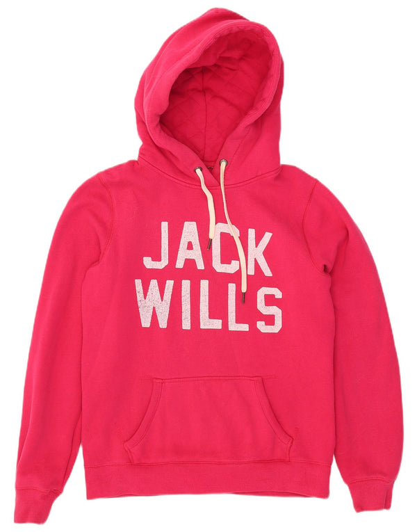 Maglione con cappuccio grafico da donna Jack Wills UK 12 Cotone rosa medio