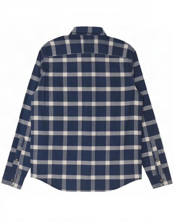 Camicia elasticizzata da uomo Hollister in cotone a quadri blu navy medio
