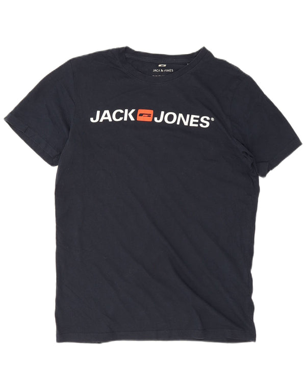 T-shirt grafica da uomo Jack & Jones Top in cotone blu navy medio