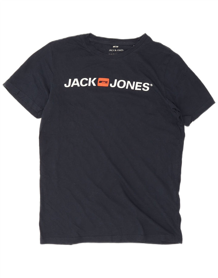 T-shirt grafica da uomo Jack & Jones Top in cotone blu navy medio