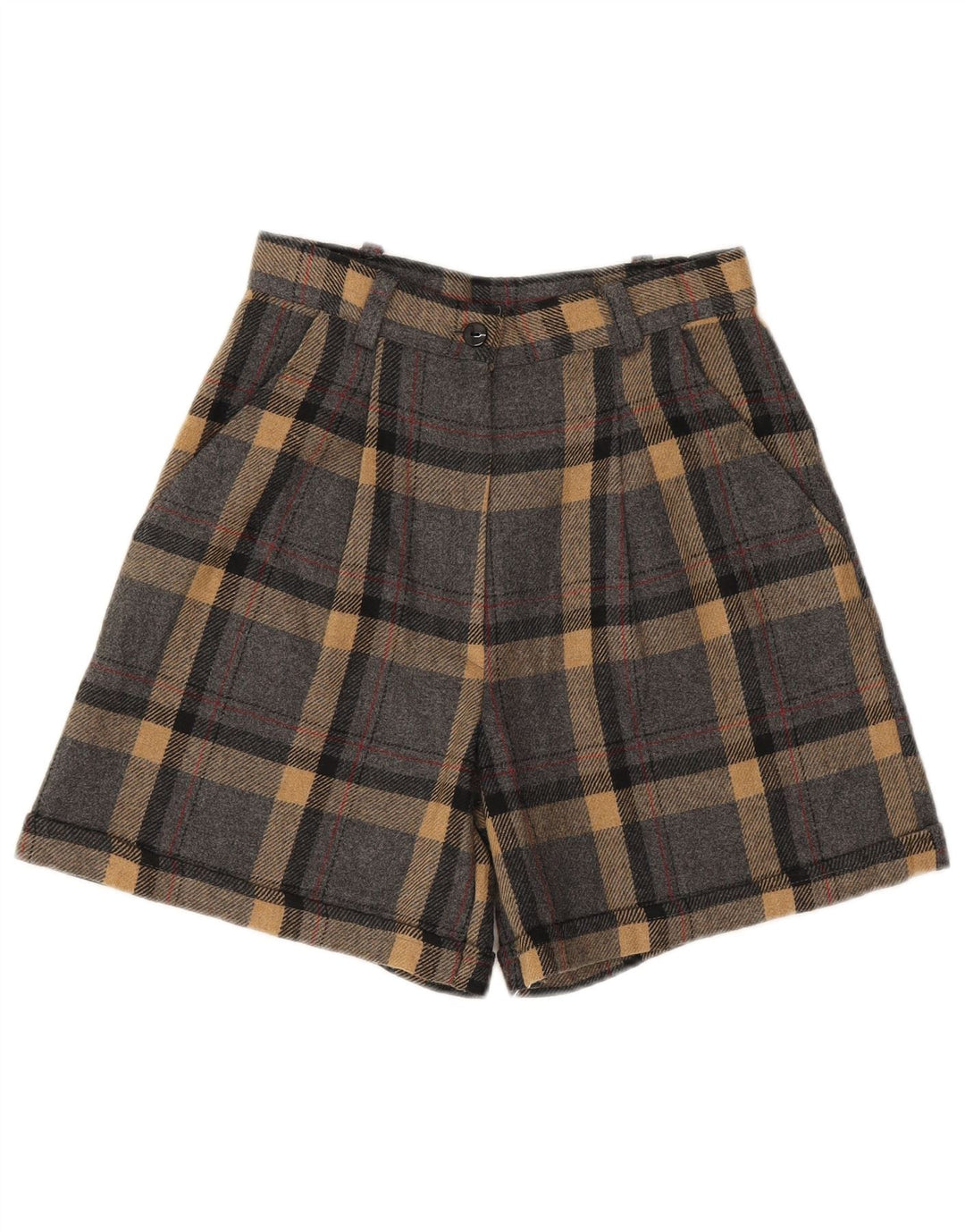 Pantaloncini chino a gamba larga da donna VINTAGE IT 42 medio W28 scozzese grigio