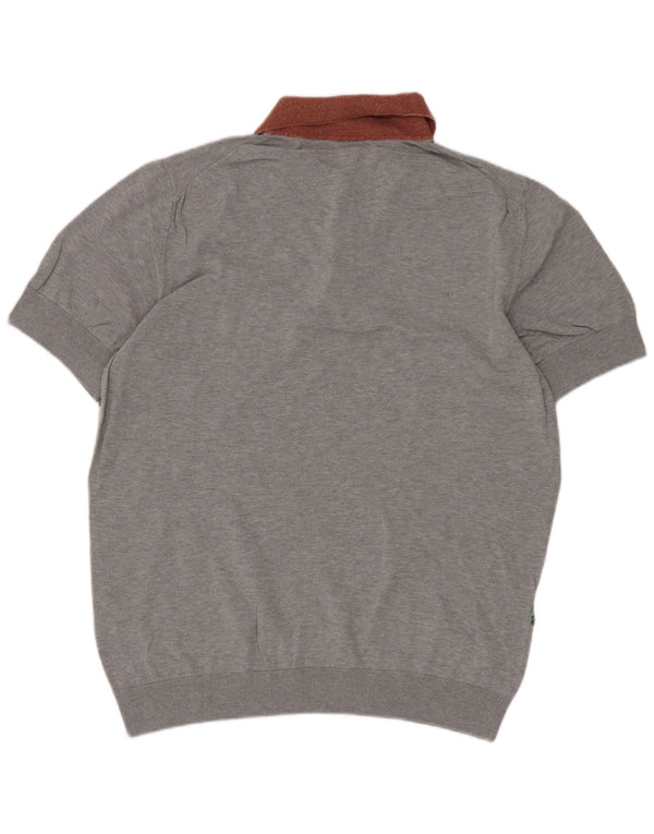 Hugo Boss Maglione da uomo a maniche corte con collo a polo Maglione grigio medio Chevron