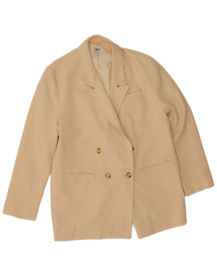 Giacca blazer doppiopetto vestibilità ampia da donna Zara UK 14 Beige medio
