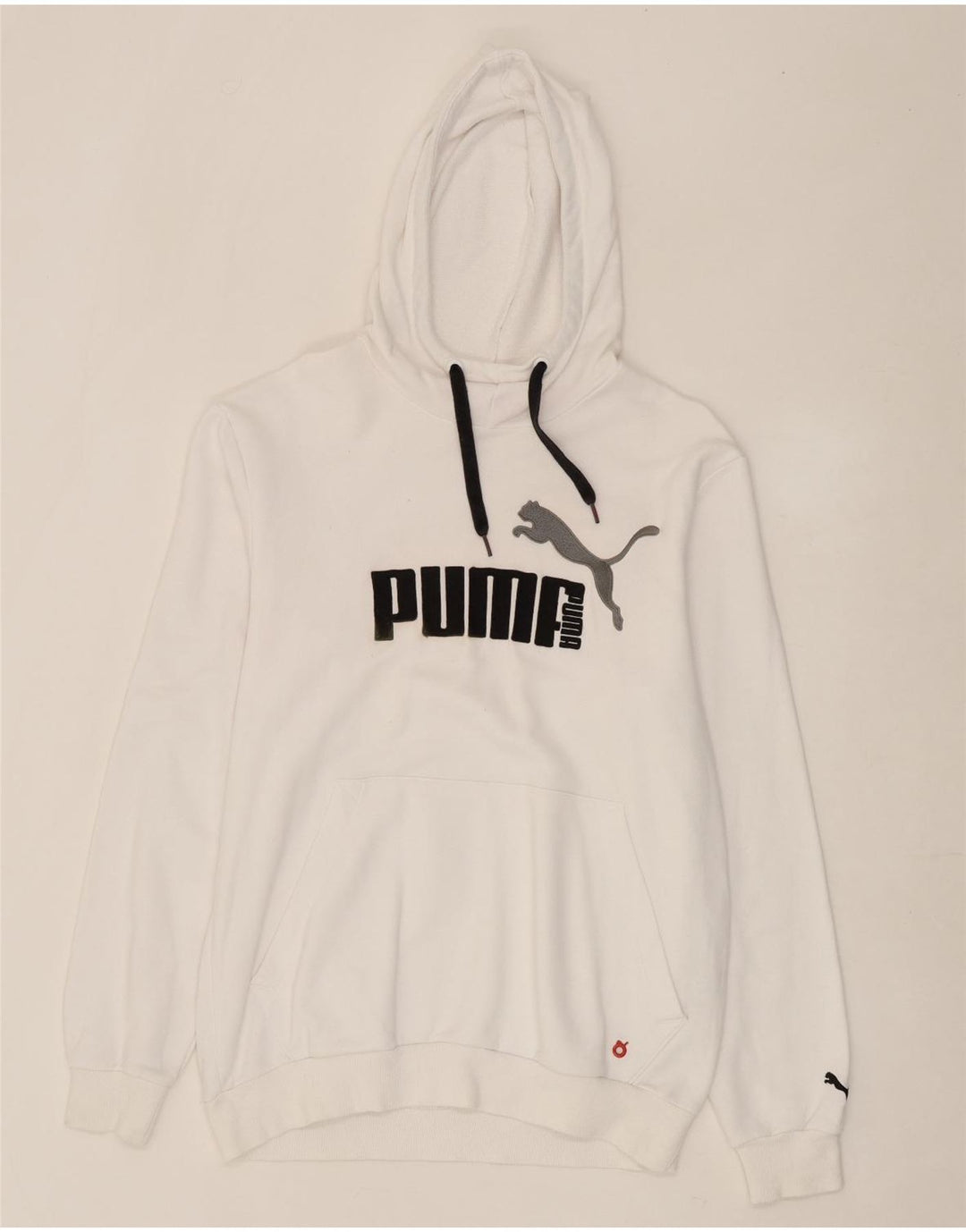 PUMA Mens Graphic Hoodie Jumper Medium White Cotton Vintage Puma and Second-Hand Puma from Messina Hembry 