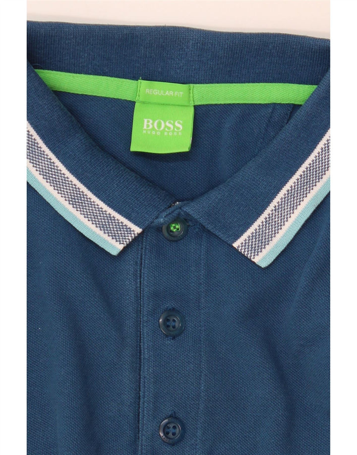 Polo HUGO BOSS da uomo a maniche lunghe vestibilità regolare piccola blu