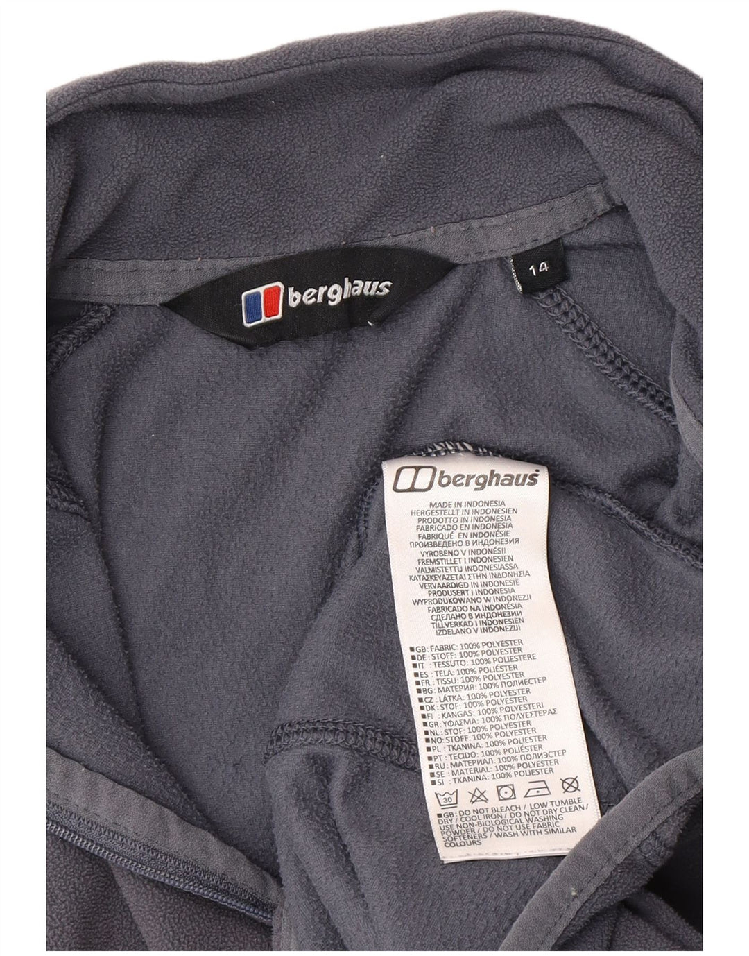 Maglione in pile da donna Berghaus con zip e collo UK 14 grande poliestere grigio