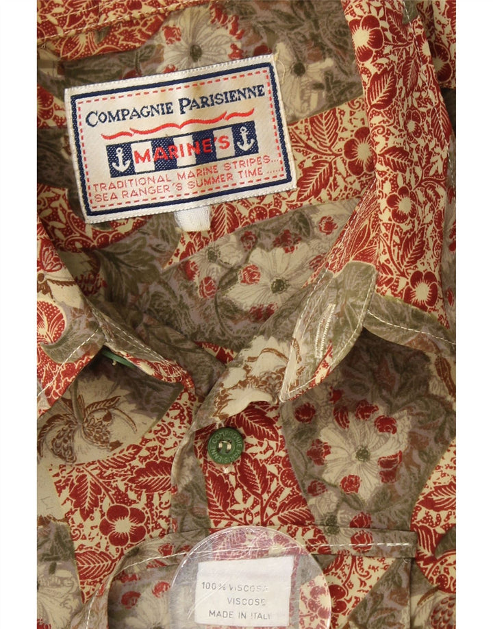 COMPAGNIE Camicia a maniche corte da uomo grande in viscosa floreale kaki