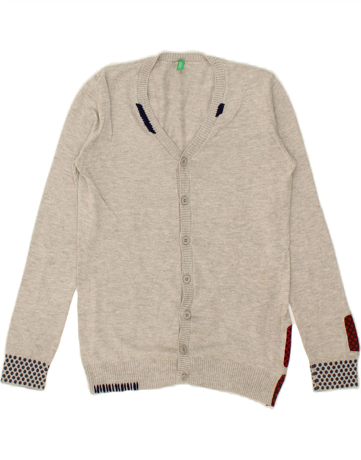 BENETTON Boys Cardigan Sweater 8-9 Years Large Grey Spotted Cotton Vintage Benetton and Second-Hand Benetton from Messina Hembry 