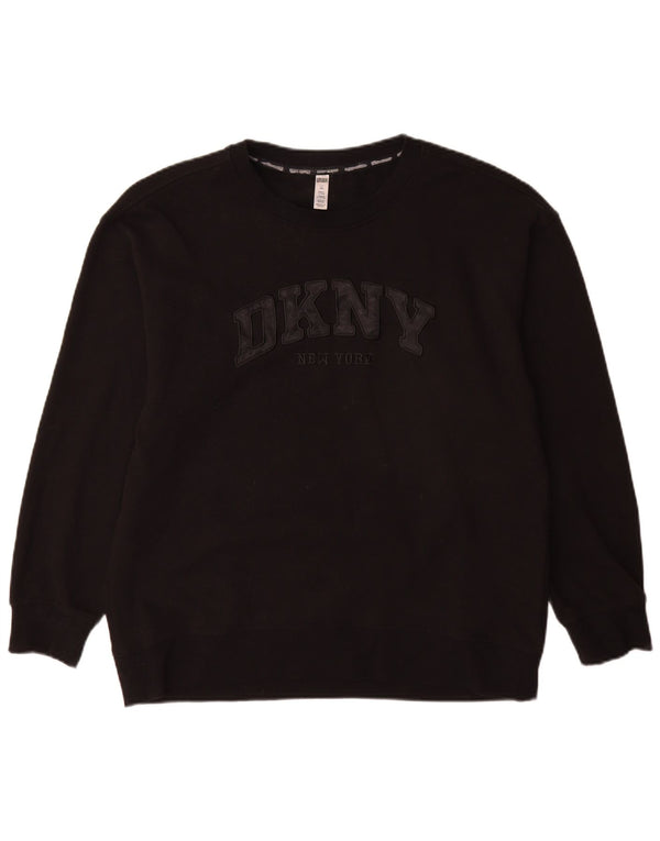 Dkny Felpa grafica da uomo Maglione grande cotone nero