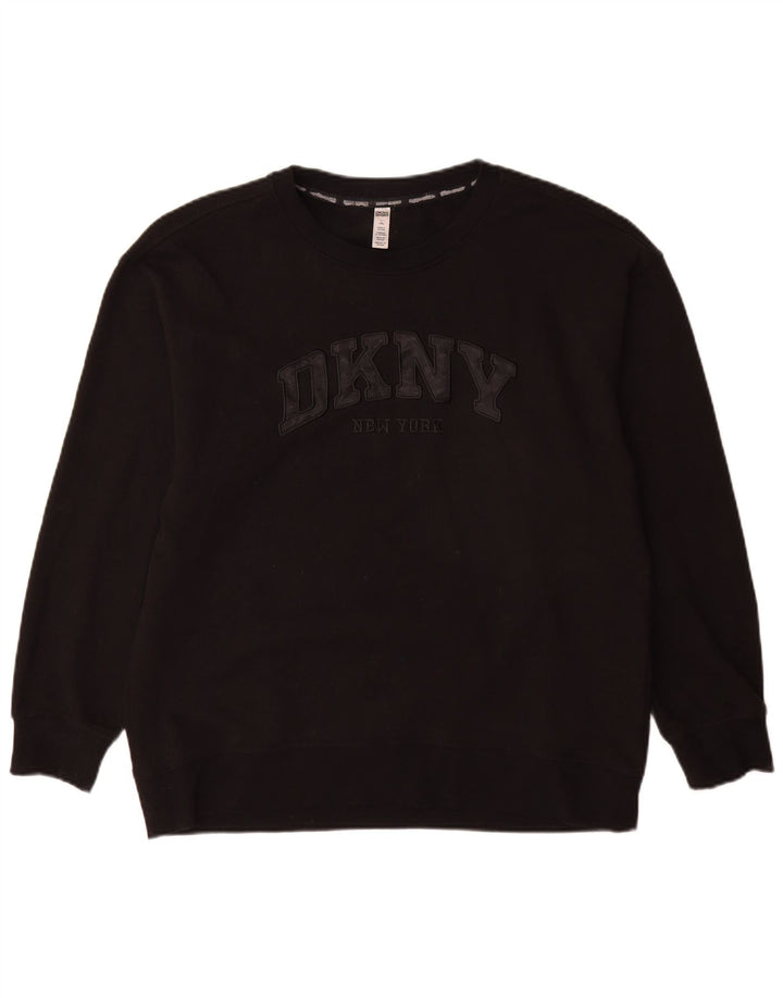 Dkny Felpa grafica da uomo Maglione grande cotone nero
