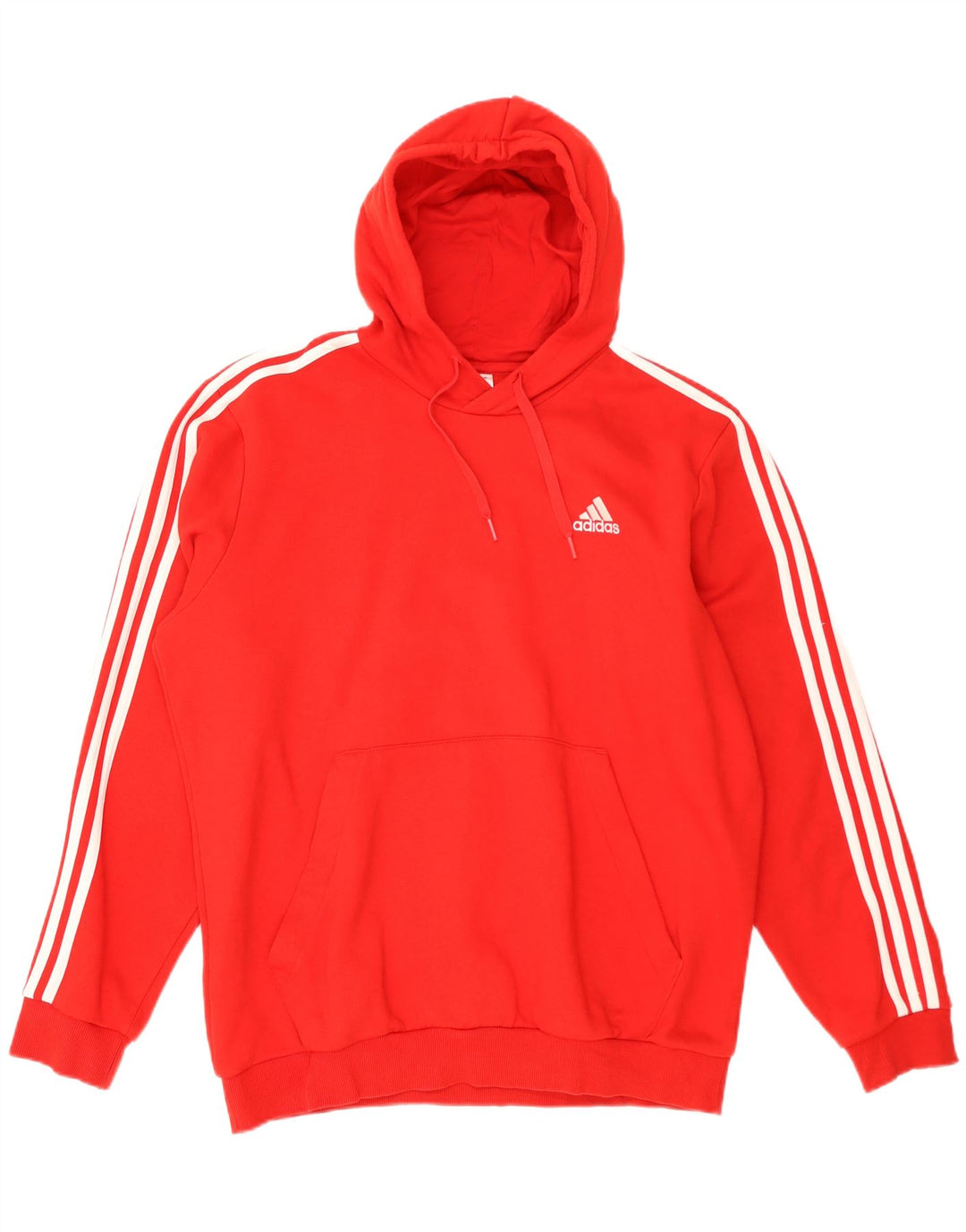 Felpa con cappuccio da uomo Adidas XL rossa in poliestere