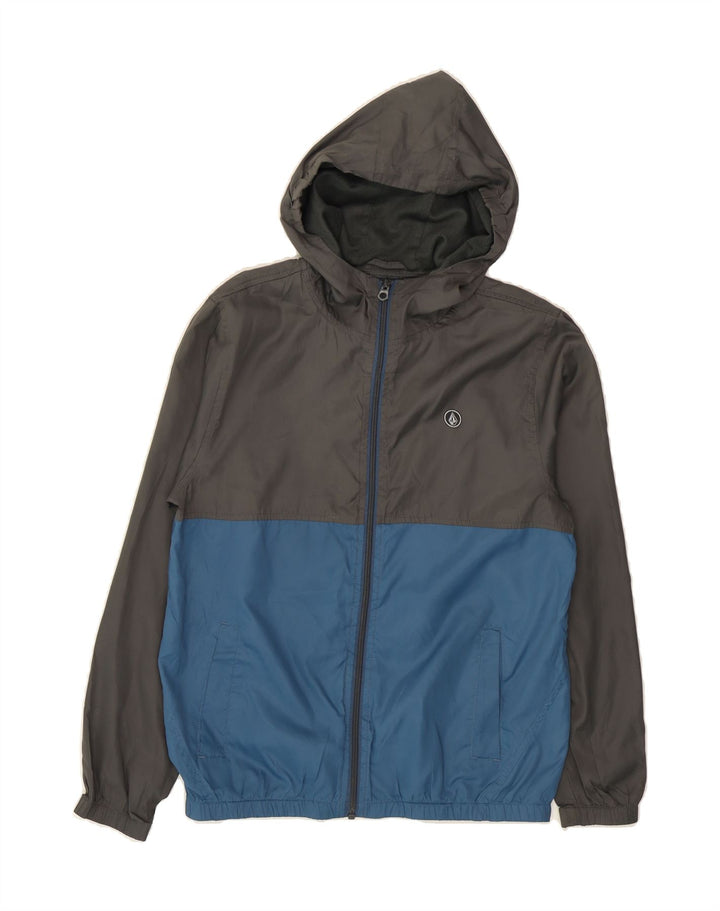VOLCOM Boys Hooded Rain Jacket 11-12 Years  Grey Colourblock Polyester Vintage Volcom and Second-Hand Volcom from Messina Hembry 