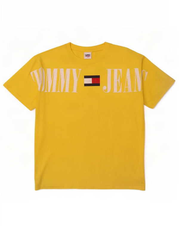 Tommy Hilfiger Mens Graphic T-Shirt Top Medium Yellow Cotton