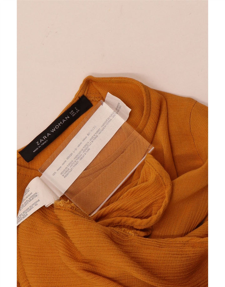 Camicetta a maniche lunghe da donna Zara UK 10 piccola viscosa gialla