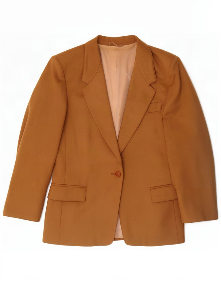 Giacca blazer a 1 bottone da donna Max Mara UK 14 grande lana marrone