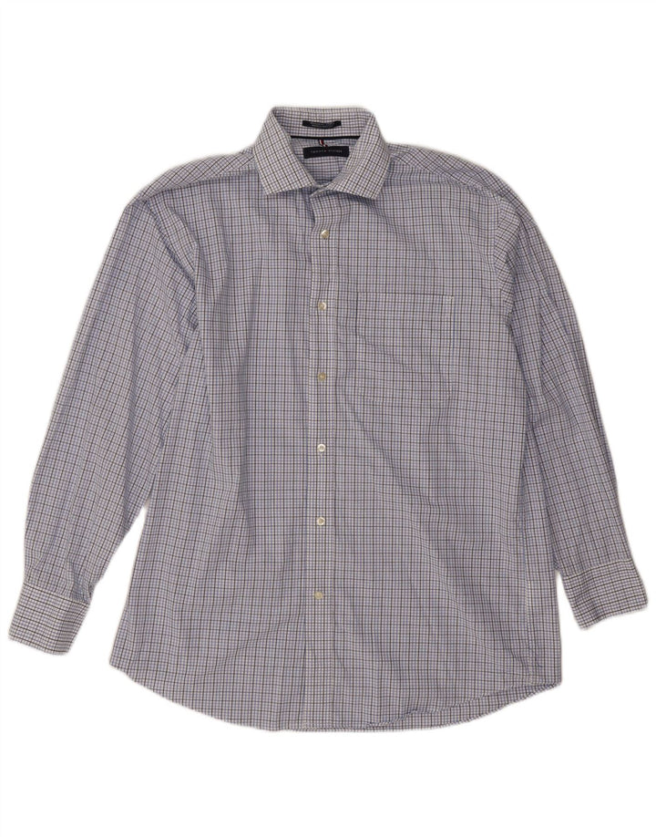 Camicia da uomo vestibilità regolare Tommy Hilfiger taglia 15 1/2 cotone a quadri blu medio
