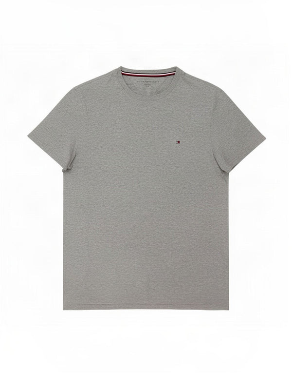 T-shirt da uomo Tommy Hilfiger Top piccola in cotone chiazzato grigio