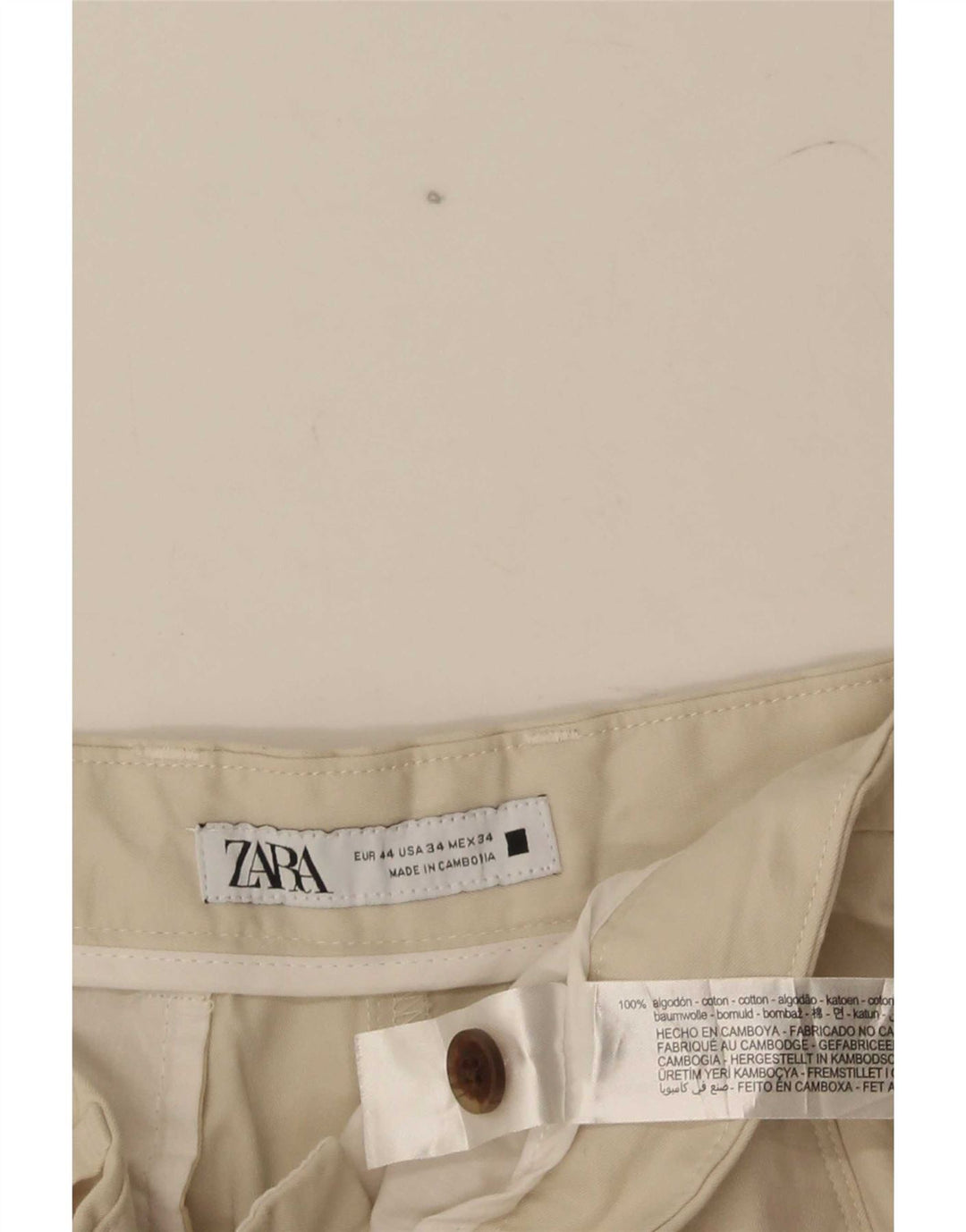 Pantaloncini chino da uomo Zara EU 44 Large W34 cotone beige