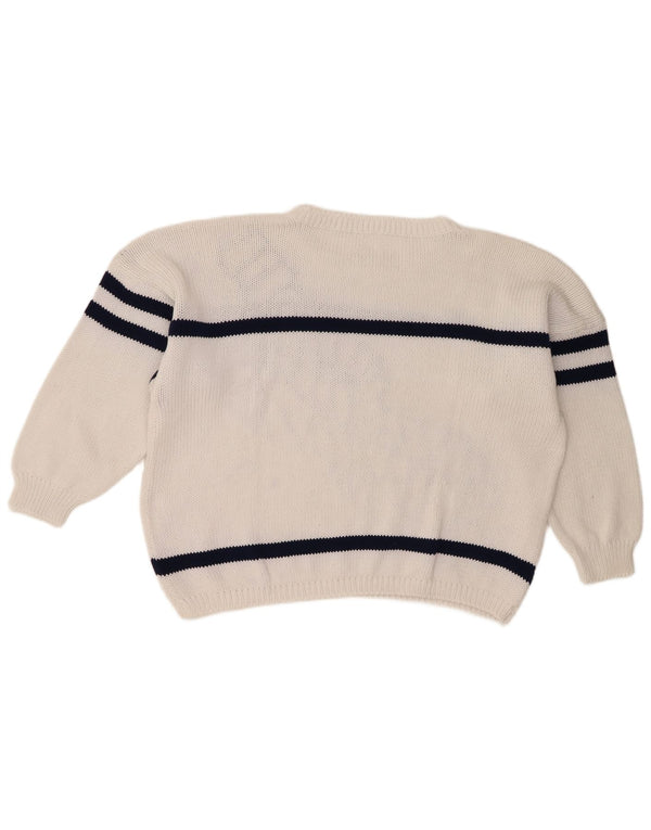 Maglione vintage da donna con scollo a barca UK 18 XL a righe bianche