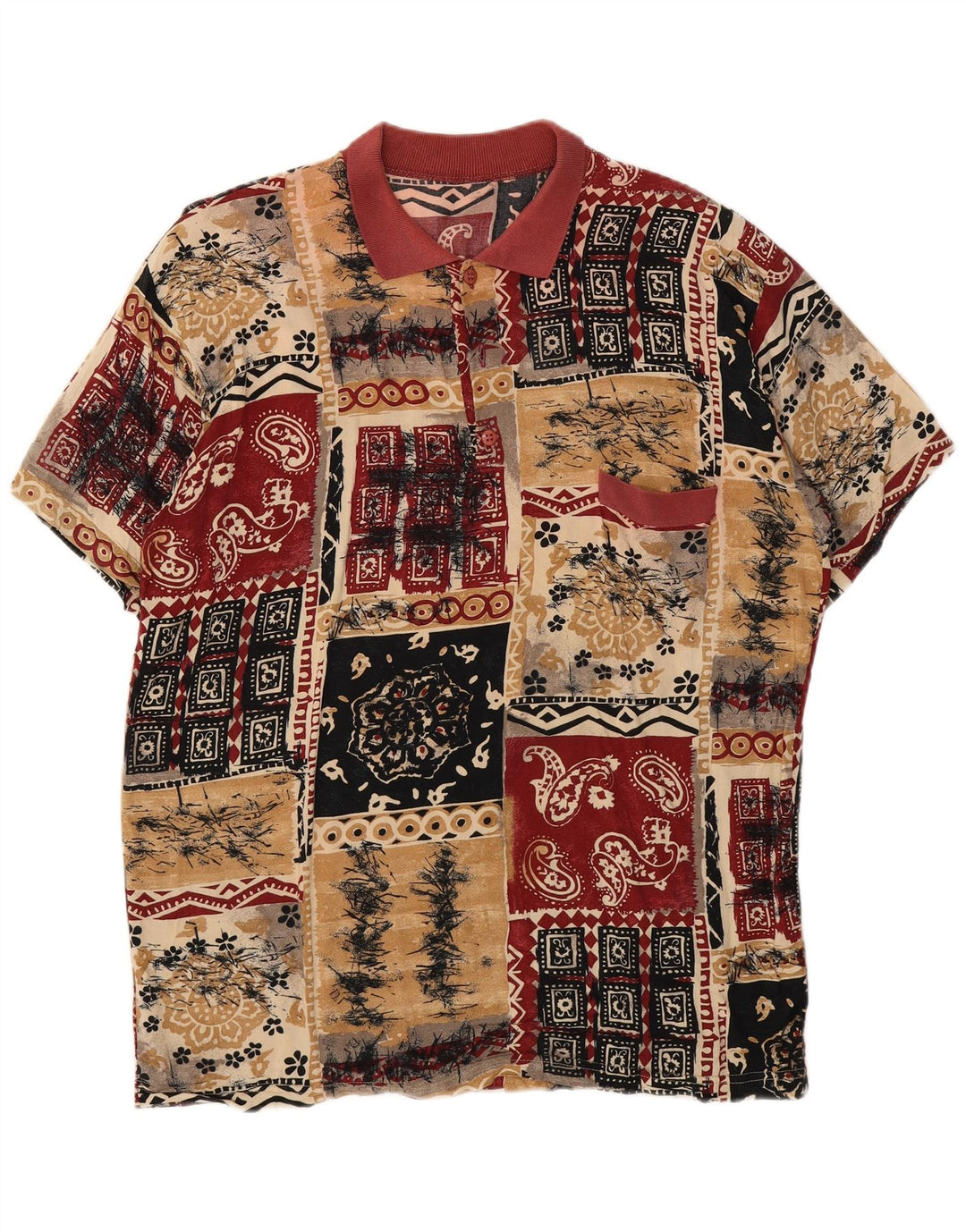 Polo vintage da uomo grande patchwork multicolore