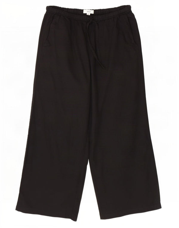 Pantaloni corti a vita alta da donna Marks & Spencer UK 14 Large W32 L24 Nero