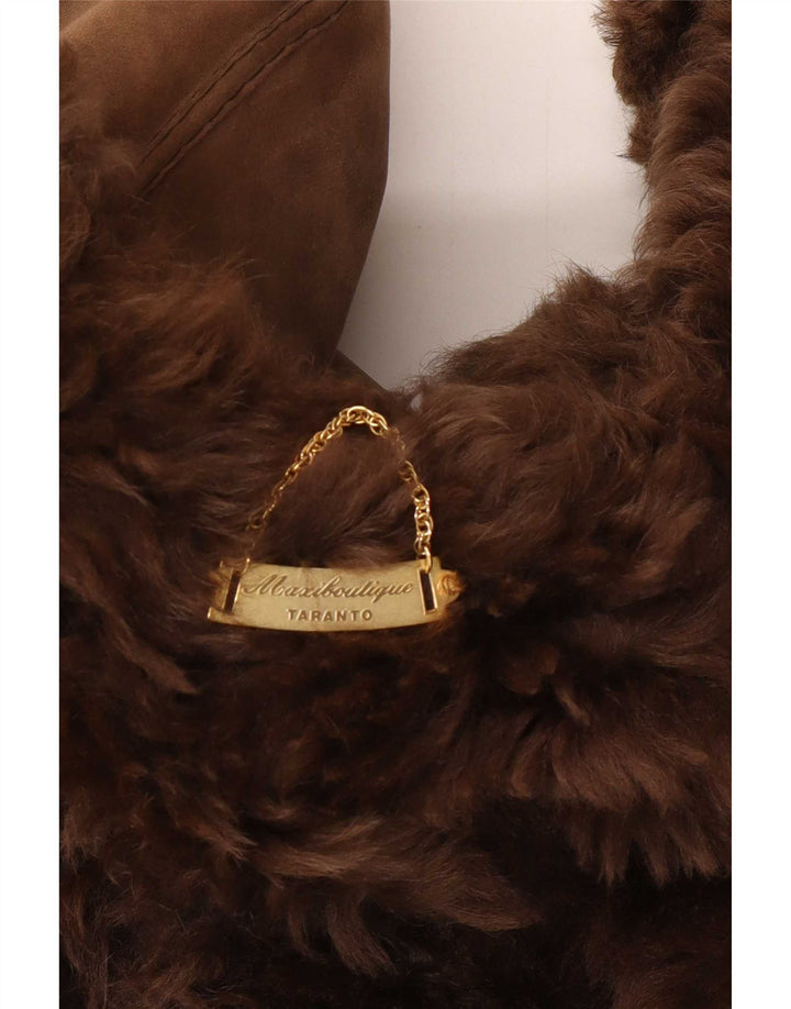 Cappotto in shearling vintage da donna UK 18 XL Marrone