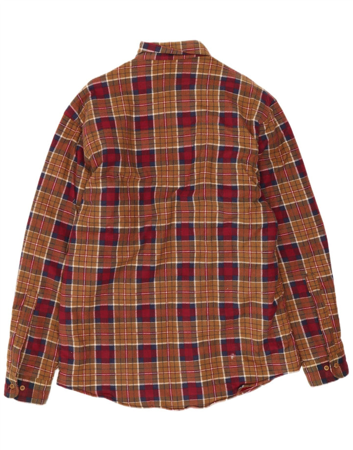 Camicia da uomo vintage in flanella da boscaiolo, cotone a quadri marroni grandi
