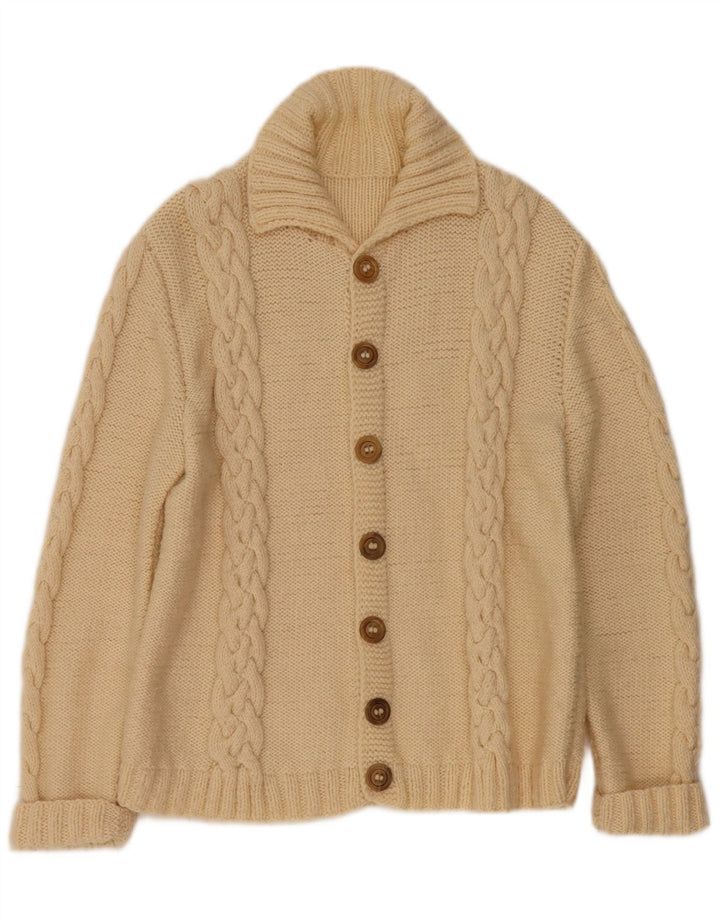 Maglione cardigan da uomo vintage beige medio