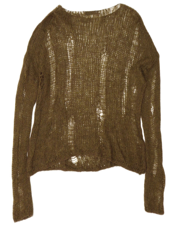 Maglione da donna Zara con scollo a barca, vestibilità ampia, effetto invecchiato, taglia piccola, verde