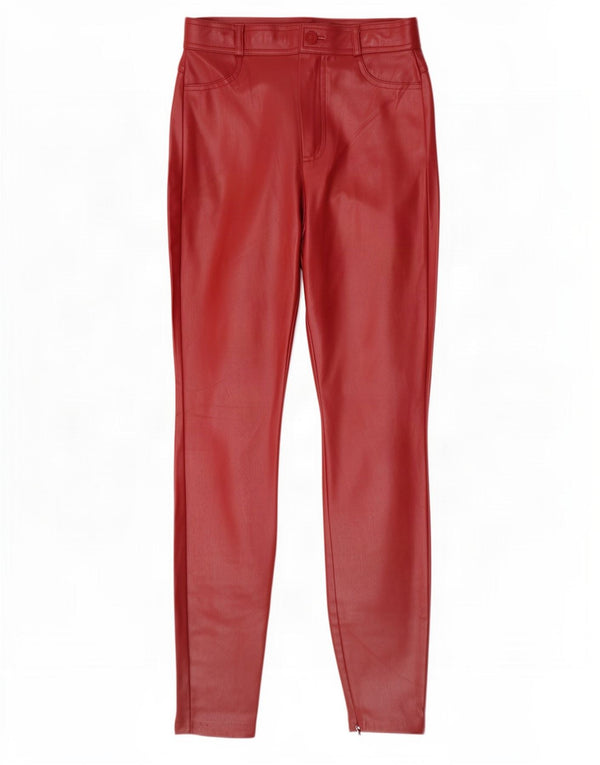 Pantaloni skinny in ecopelle a vita alta da donna Zara piccoli W26 L28 bordeaux