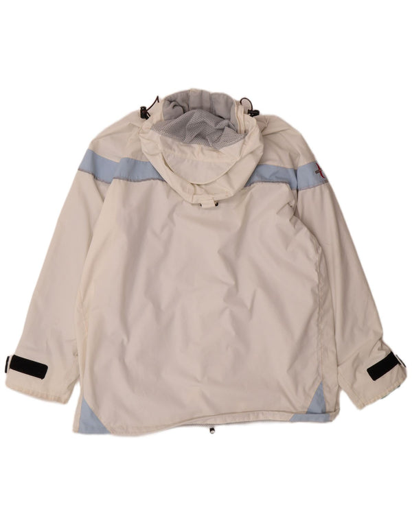 MUSTO Giacca antipioggia da donna con vestibilità ampia con cappuccio UK 14 Large White Colourblock
