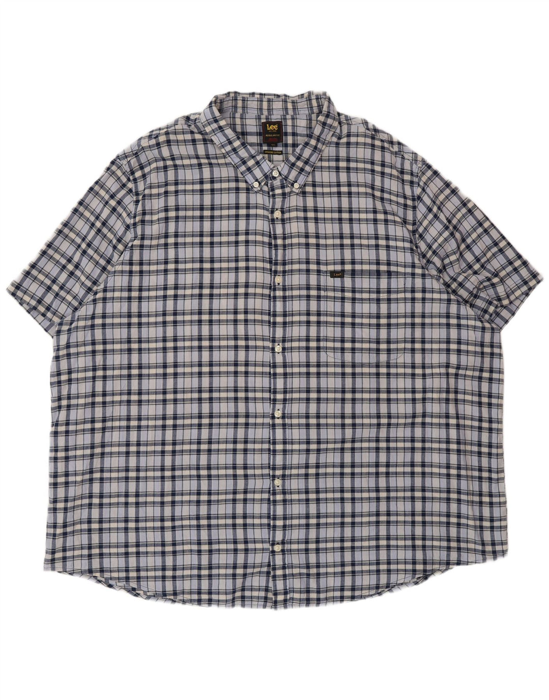 Camicia Lee da uomo a maniche corte vestibilità regolare 5XL cotone a quadri blu