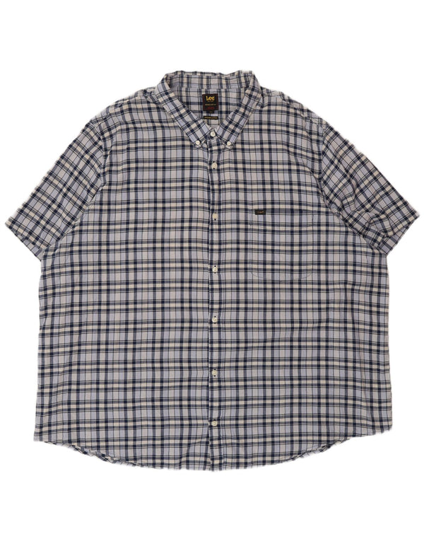Camicia Lee da uomo a maniche corte vestibilità regolare 5XL cotone a quadri blu