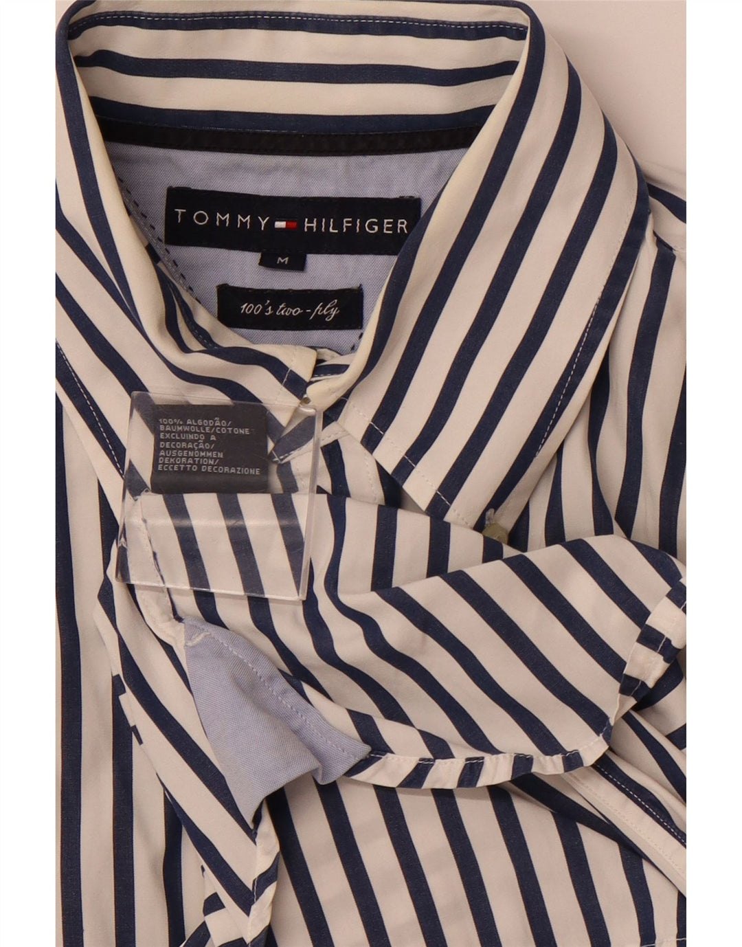 TOMMY HILFIGER Camicia da uomo in cotone a righe bianche medie