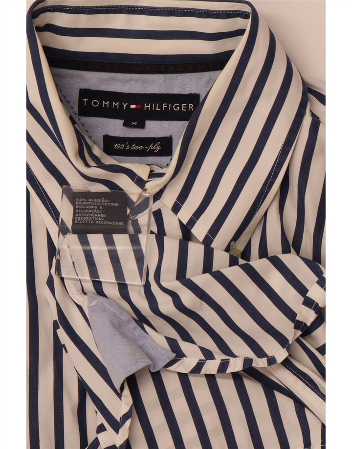 TOMMY HILFIGER Camicia da uomo in cotone a righe bianche medie