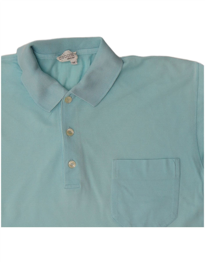 Polo da uomo VINTAGE in cotone blu medio