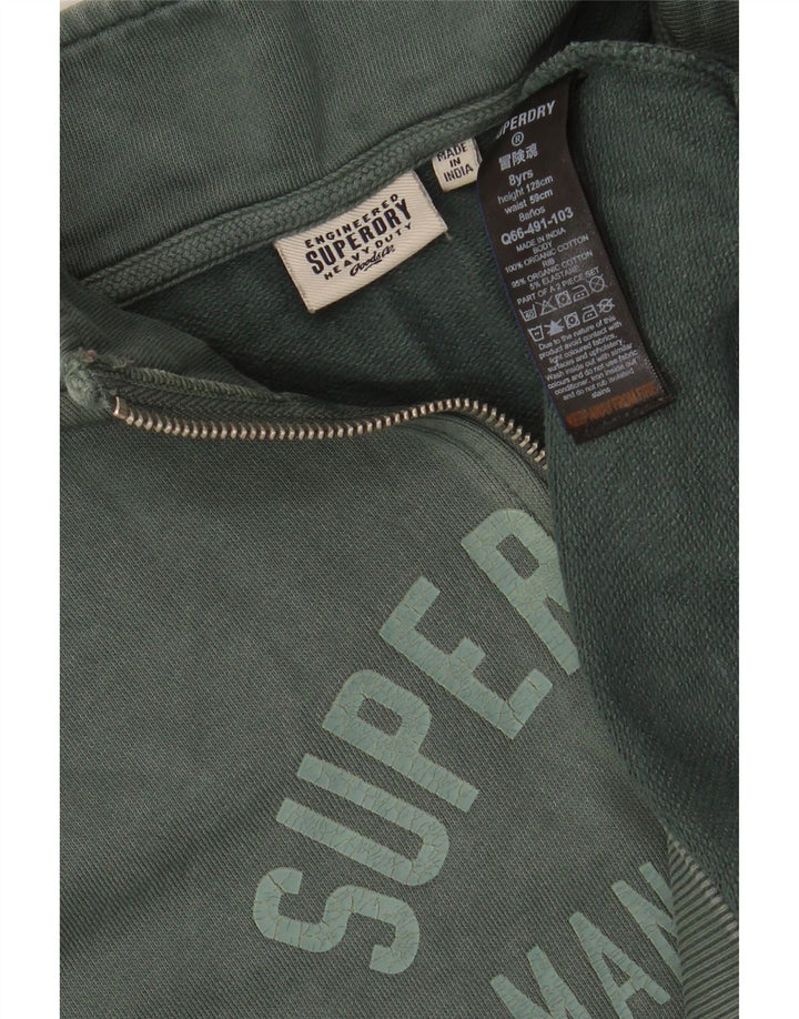 Felpa con collo con zip grafica per ragazzi SUPERDRY 7-8 anni in cotone verde