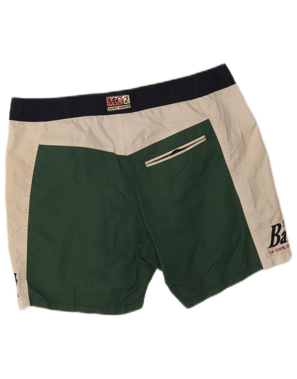 Pantaloncini da bagno grafici da uomo MC2 SAINT BARTH XL nylon color block verde