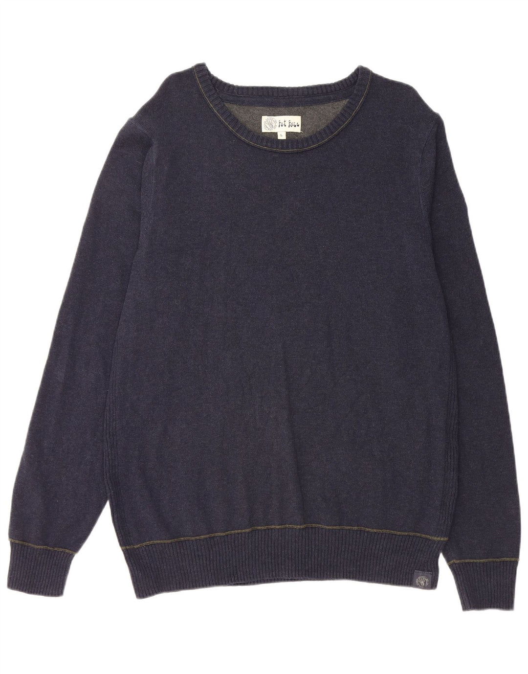 FAT FACE Maglione da uomo con scollo a barca grande in cotone blu navy