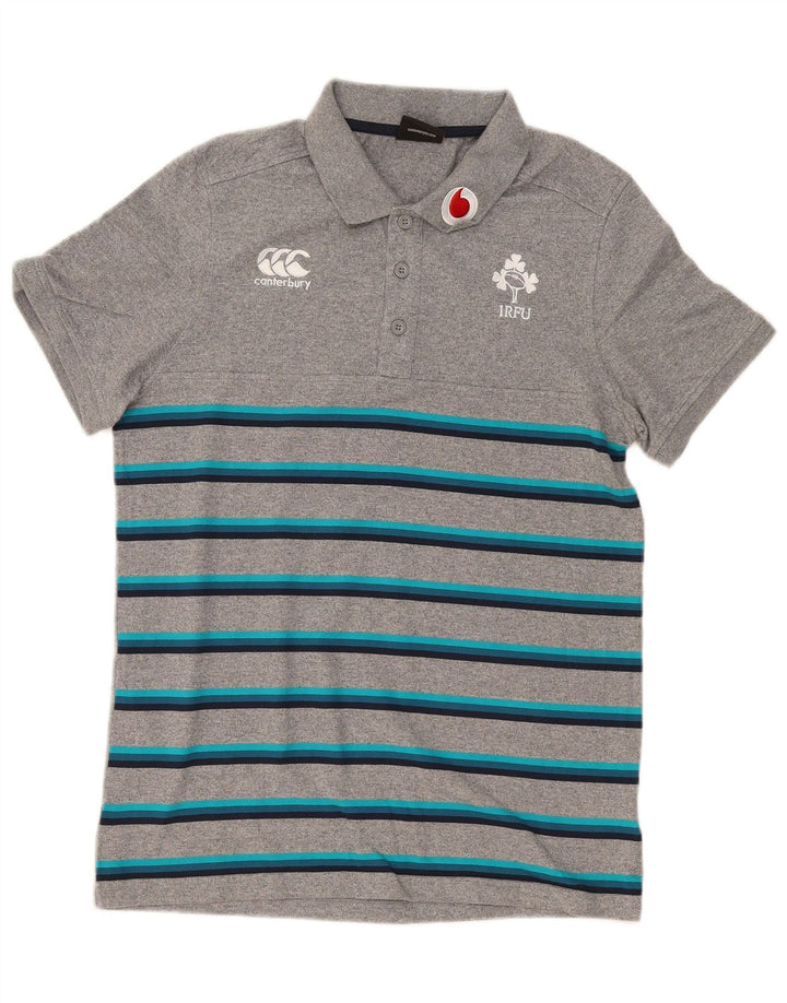 Polo grafica da uomo Canterbury piccola in cotone a righe grigie